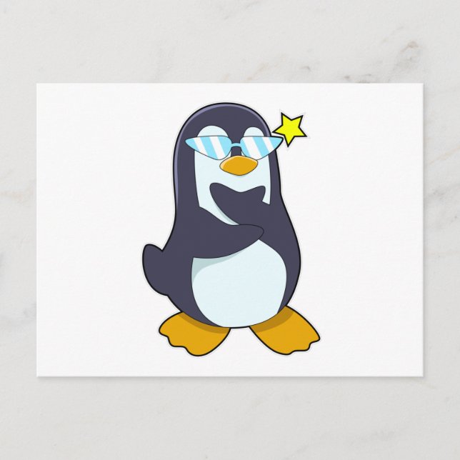 Carte Postale Pingouin avec lunettes de soleil (Devant)