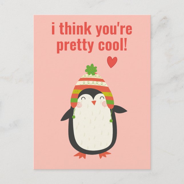 Carte Postale Pingouin cool - Cute salle de classe Valentine (Devant)