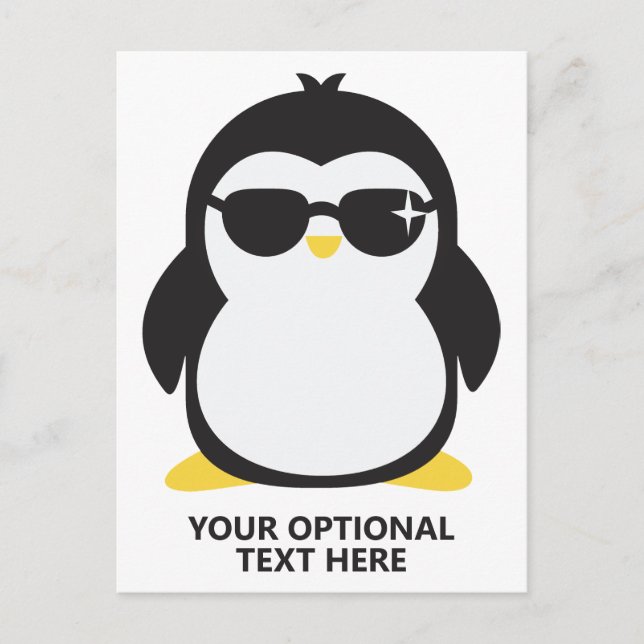 Carte Postale Pingouin cool texte personnalisé (Devant)