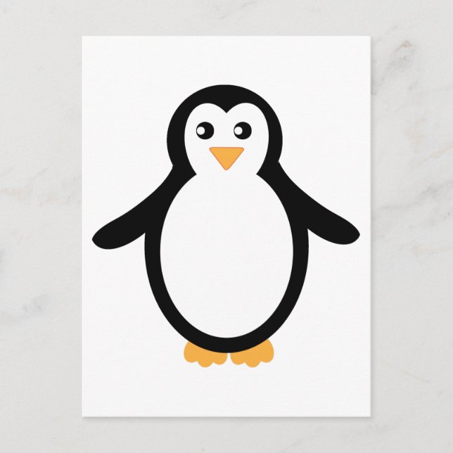 Carte Postale Pingouin de dessin en noir et blanc (Devant)