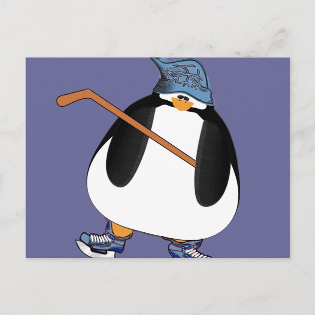 Carte Postale Pingouin de hockey (Devant)
