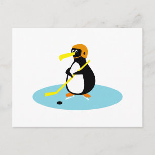 Carte Postale pingouin de hockey sur glace mignon