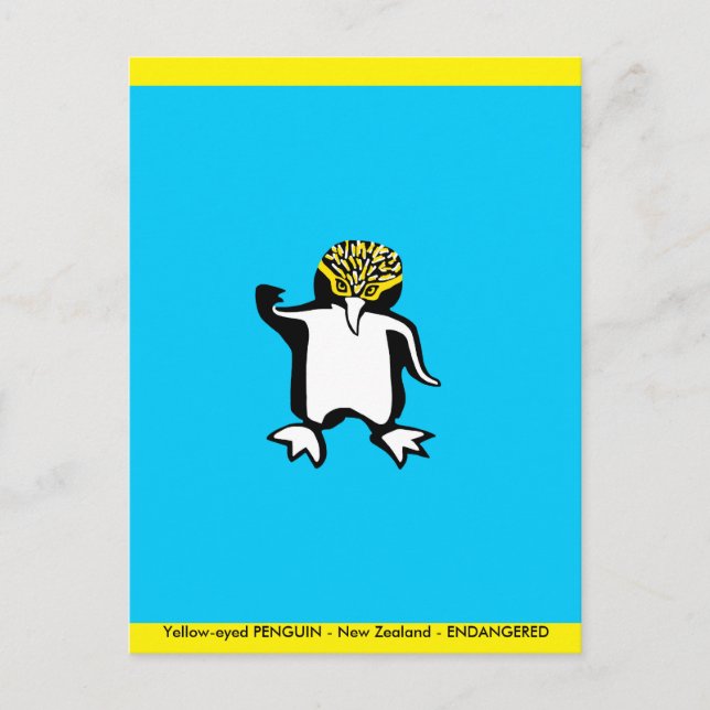 Carte Postale PINGOUIN dessiné à la main - Animal en voie de dis (Devant)