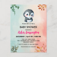 Pingouin doux mignon baby shower de fleurs de prin