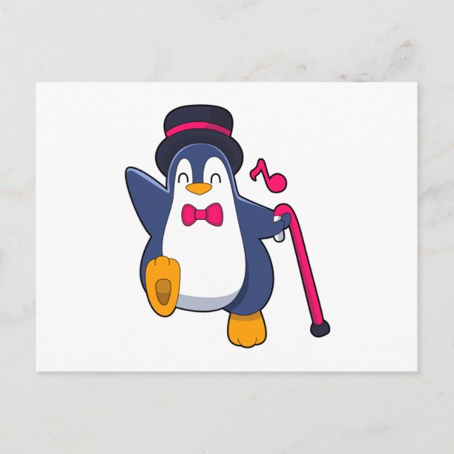 Carte Postale Pingouin en Groom avec Cravate (Devant)