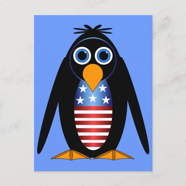 Carte Postale pingouin le 4 juillet (Devant)