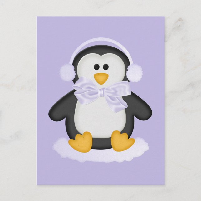 Carte Postale Pingouin mignon avec cou blanc (Devant)