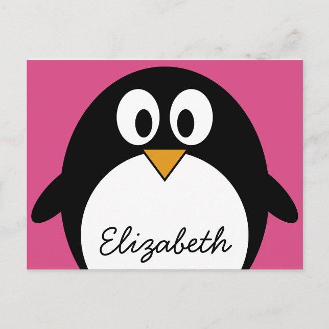 Carte Postale pingouin mignon de bande dessinée avec l'arrière - (Devant)