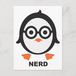 Carte Postale pingouin - nerd - pingouin