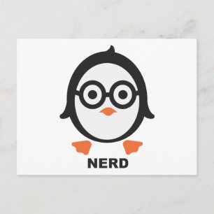 Carte Postale pingouin - nerd - pingouin