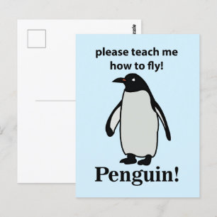 Carte Postale Pingouin S'Il Vous Plaît M'Apprendre Comment Voler