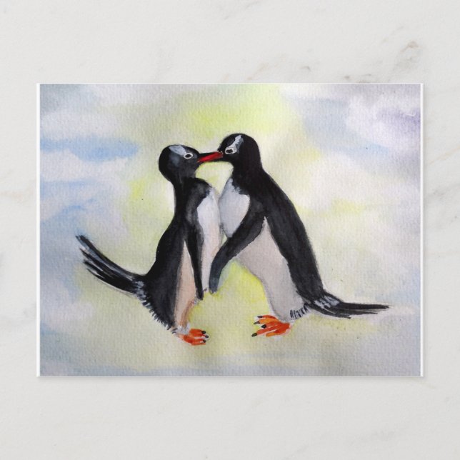 Carte postale Pingouins aquarelle (Devant)