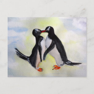 Carte postale Pingouins aquarelle