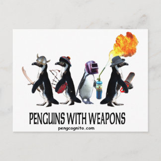 Carte Postale pingouins avec armes
