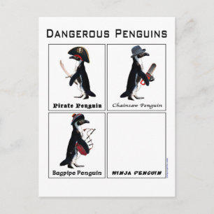 Carte Postale pingouins dangereux