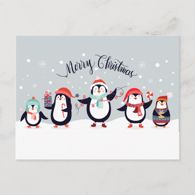 Carte Postale Pingouins de Noël (Devant)