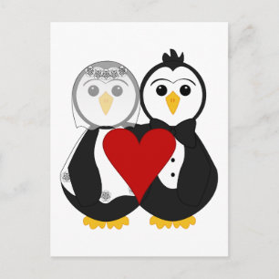 Carte Postale Pingouins mariés amoureux