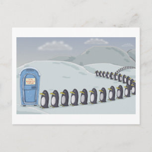 Carte Postale Pingouins mignons, Salle de bain sur le Pôle Sud.