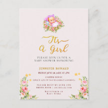 Pink and Gold Flower thème c'est un baby shower fi