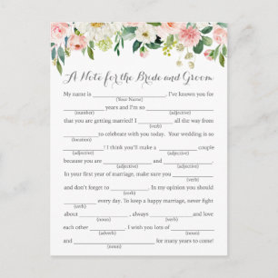 Carte Postale Pink and White Flower Wedding Advice Cards