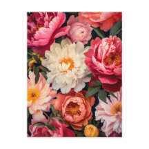 pink and white peony flowers witgreen leaves