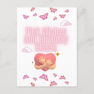Carte Postale "Pink Birthday Wishes Card"