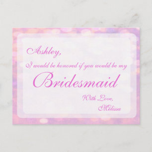 Carte Postale Pink Bokeh Bridesmaid