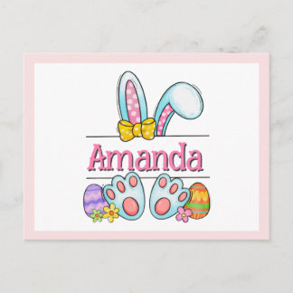 Carte Postale Pink Bunny Easter Postcard