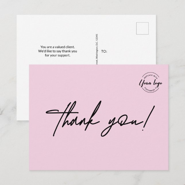 Carte Postale Pink Chic Custom Beauté Salon Logo Business (Devant / Derrière)