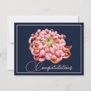 Carte Postale Pink Chrysanthemum Navy Contexte Félicitations