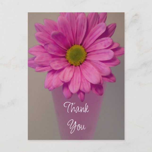 Carte Postale Pink Daisy in Vase Merci Note (Devant)