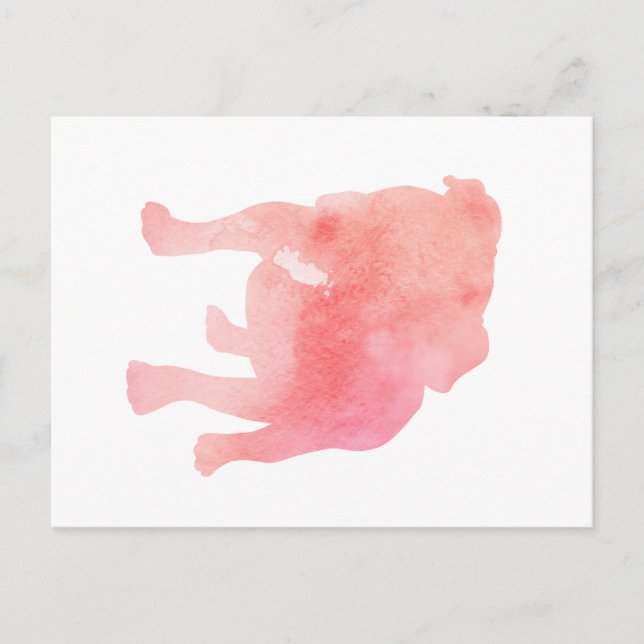 Carte Postale Pink English Bulldog Chien Art (Devant)
