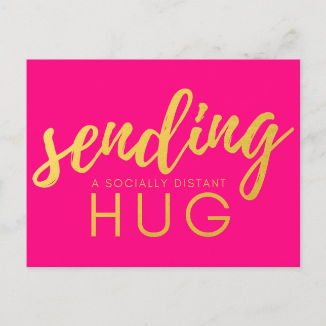 Carte Postale Pink et Gold Social Distancing Hug (Devant)