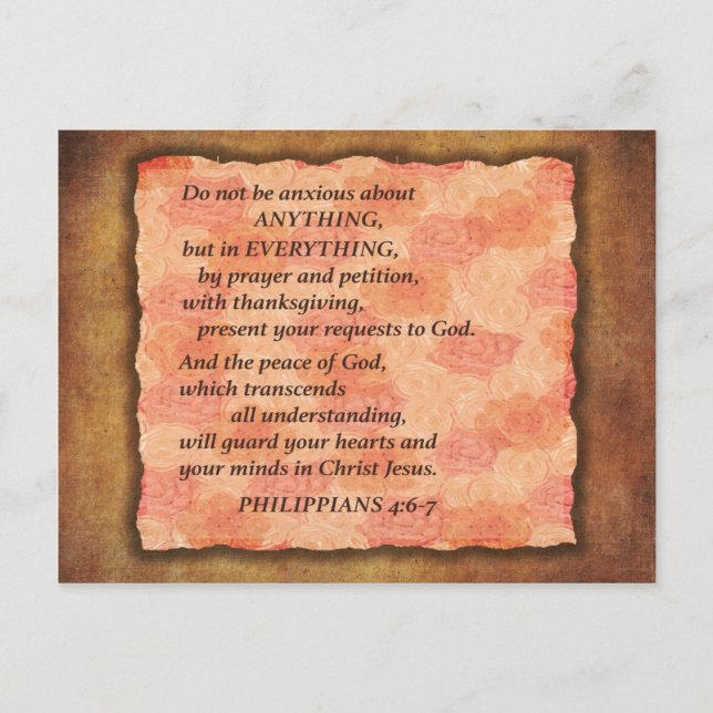 Carte postale Pink Floral Anxiété Bible Verse (Devant)