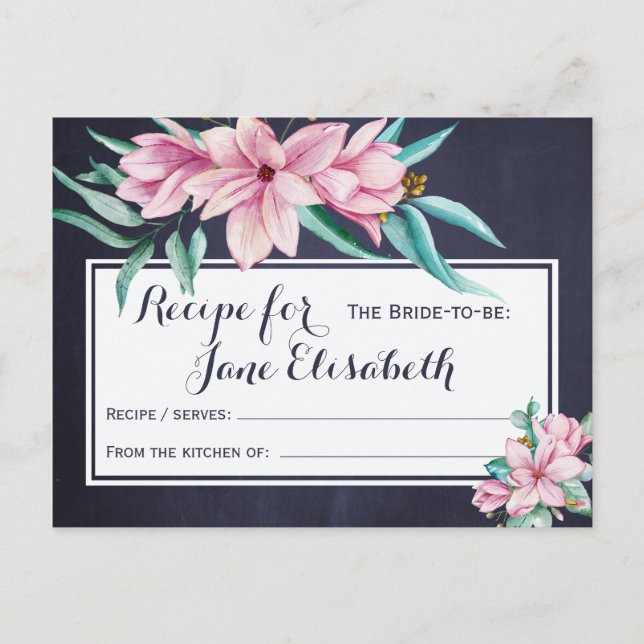 Carte Postale Pink floral élégante mariée marine pour être recet (Devant)