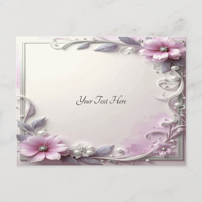 Carte Postale Pink Floral Frame Postcard (Devant)