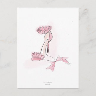 Carte Postale Pink Frilled High Heels Illustration