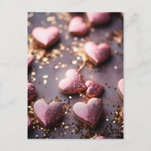 Carte Postale pink glitter hedge for valentine s day