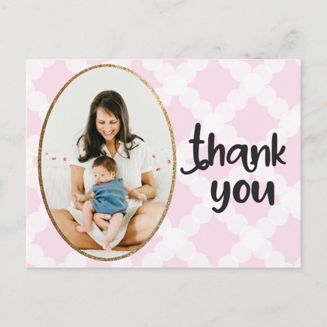 Carte Postale Pink Gold Baby Girl Douche Merci photo (Devant)