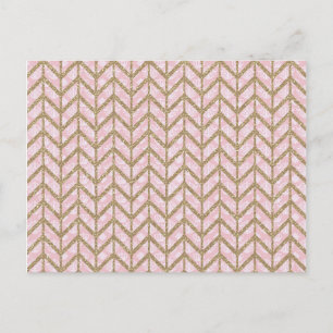 Carte Postale Pink Gold Royal Damask Chevron Parties scintillant