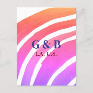 Carte Postale Pink jaune arc-en-ciel ajouter nom du couple place