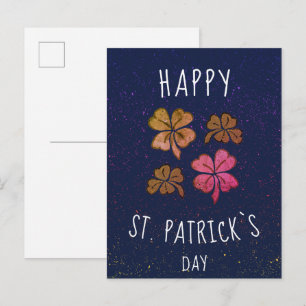 Carte Postale Pink Lucky Shamrock Clover Joyeux St. Patrick's da