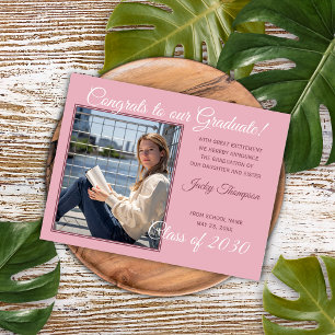 Carte Postale Pink Minimalist Graduation Faire-part