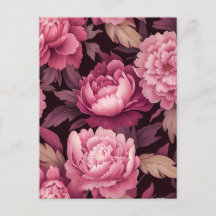 pink peony flowerwers postcrossing card