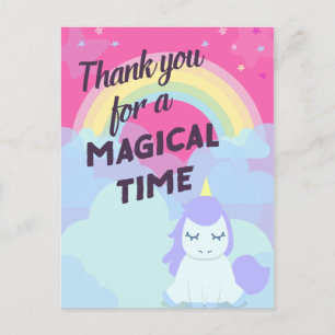 Carte Postale Pink pétillant magique arc-en-ciel unicorne merci