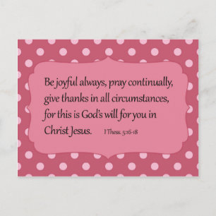 Carte Postale Pink Polka Dot Be Joyeux Verse Bible