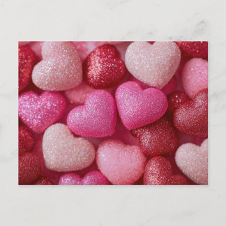 Carte Postale Pink Red Glitter Hearts Valentine`s Day Card 