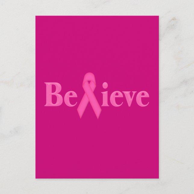 Carte Postale Pink Ribbon Cancer du Sein Croire (Devant)