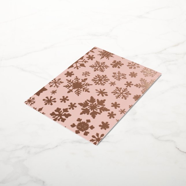 Carte postale Pink Rose Gold Snowflacon Noël Foil (Rotation)