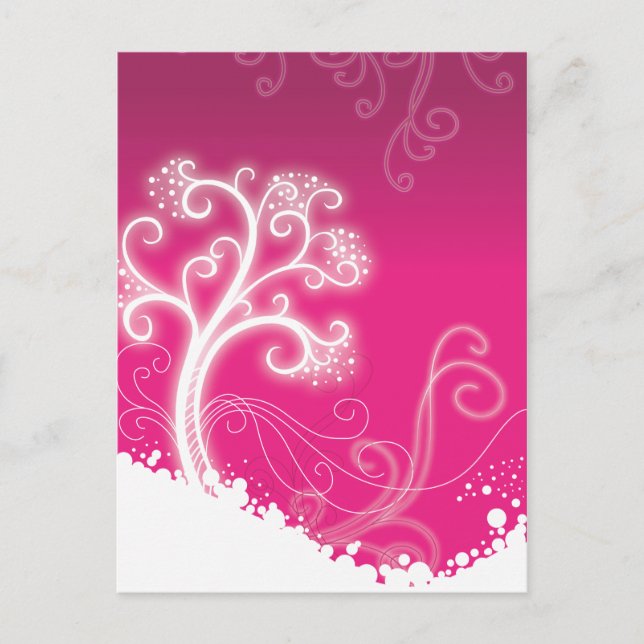 Carte Postale Pink Tree mignonne Girl Retro mode florale (Devant)